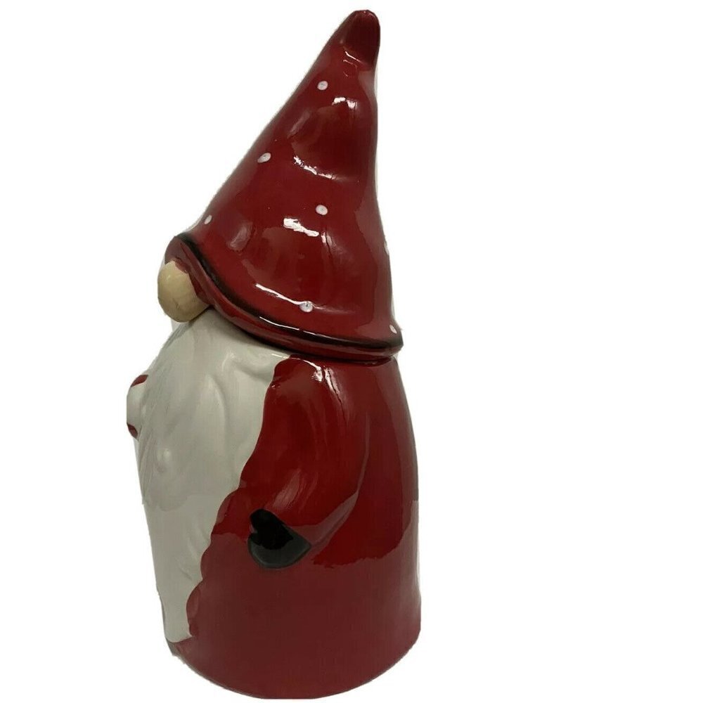 Whimsical Cupboard 10 Strawberry Street Gnome Santa Cookie Jar Canister 13" New - Picture 2 of 11